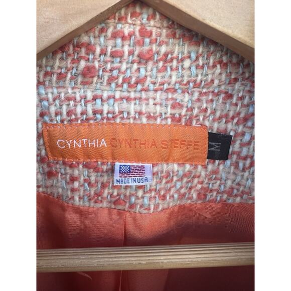 Cynthia by Cynthia Steffe Coral Tweed Mid Length Jacket Size MEDIUM Wool Blend - Picture 4 of 11